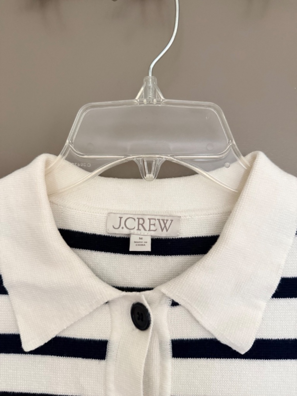 J. Crew Striped Short Sleeve Polo Cardigan, Size Medium - Picture 4 of 5